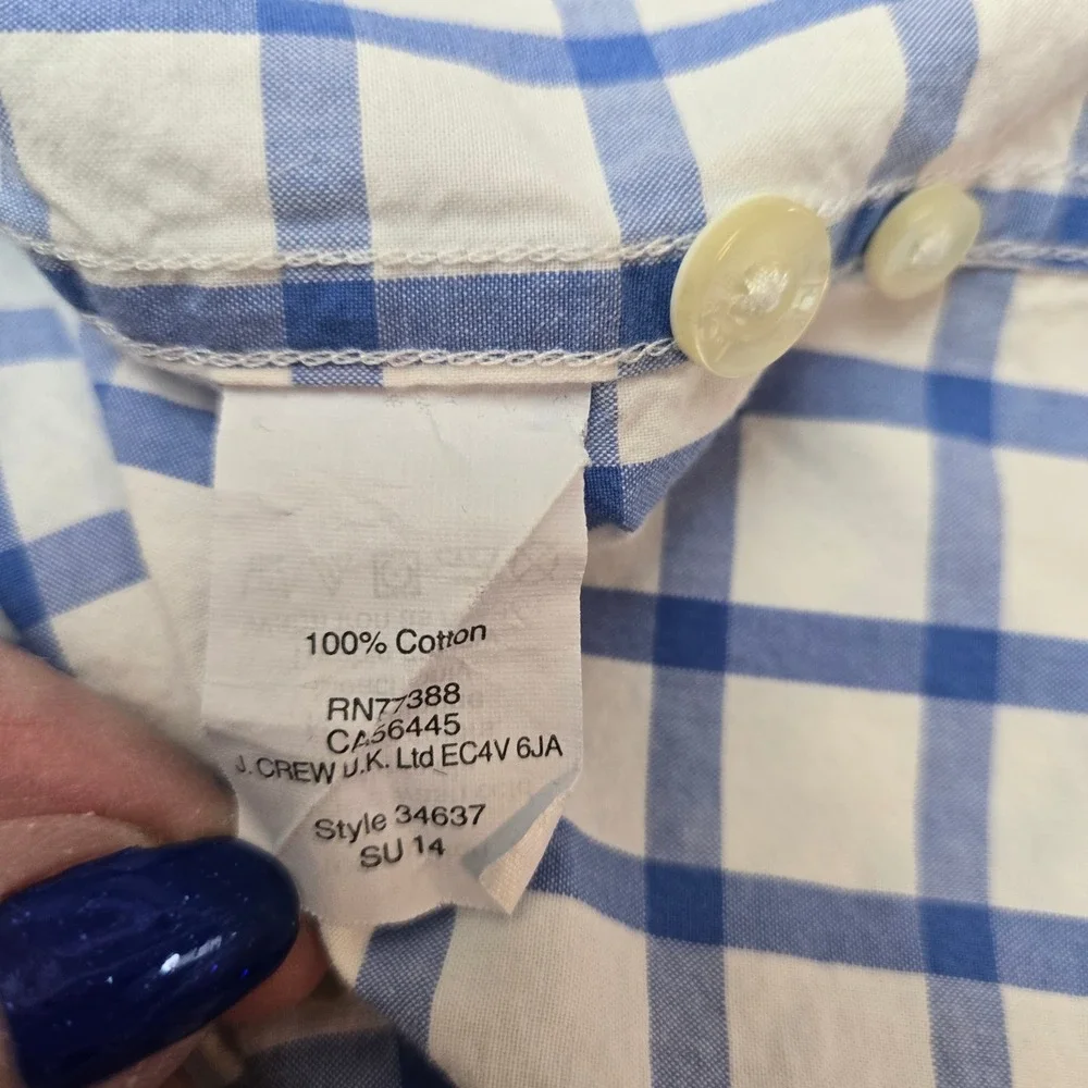 J.Crew Button Down Shirt Mens Plaid Checkered Long Sleeve‎ Cotton Sz L